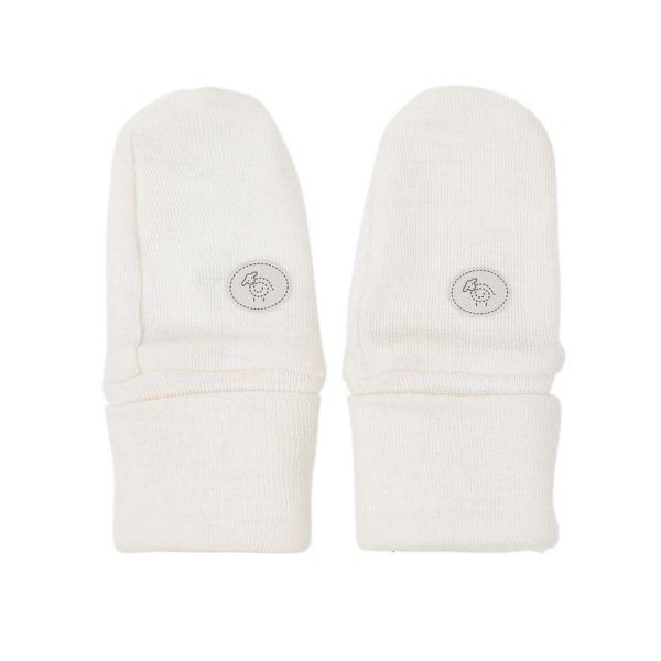 Klorevotter til nyfødt fra Lillelam i 100% merinoull i fargen hvit