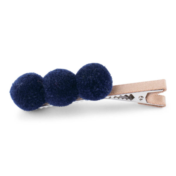 Hårspenne 3 pompom - Lillelam Spenne 3 pompom mørk blå 1