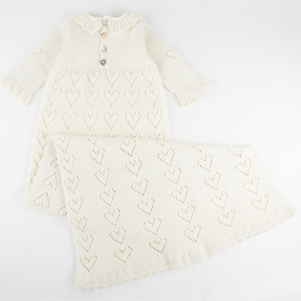 Strikkepakke dåpssett - Handstrikk Dapskjole 2