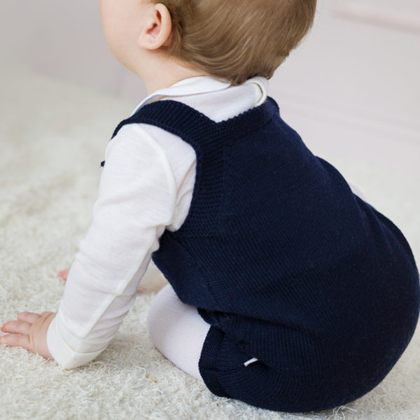 Lillelam_Romper knapper_marine 2 Romper m/lommer - Lillelam Romper knapper marine 2