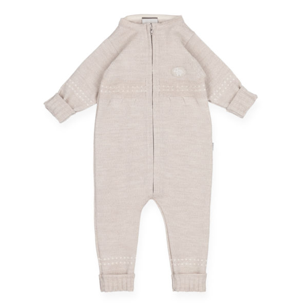 - Forside - sparkedress tynn 0003 FRONT LIGHT BEIGE Ulldress til baby i lys beige